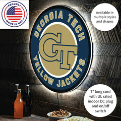 LED Wall Decor, Round, Georgia Tech, Collegiate, Home