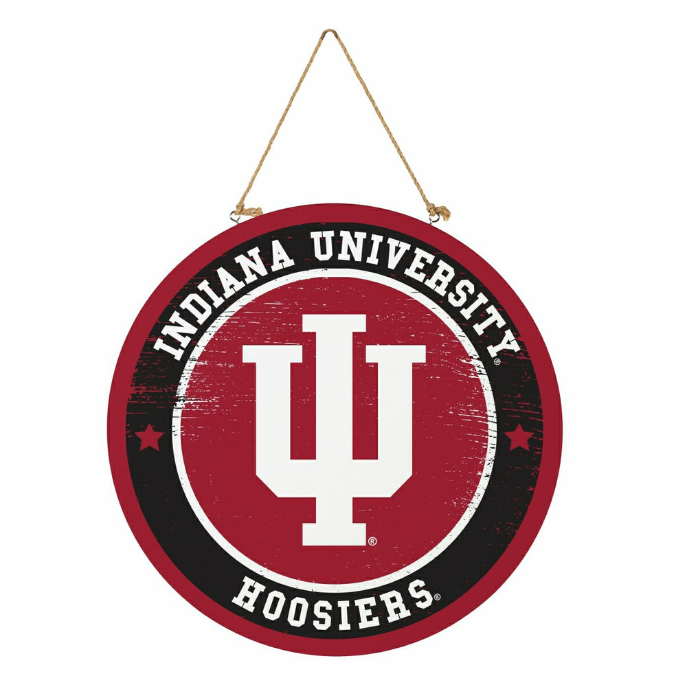 Indiana University Round Door Décor with Hanging Rope, 18x18, Collegiate, Home
