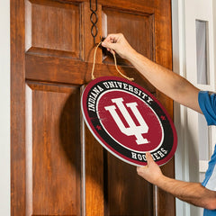 Indiana University Round Door Décor with Hanging Rope, 18x18, Collegiate, Home
