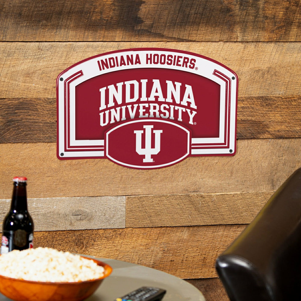 Indiana University USA Embossed Steel Wall Sign, 11" x 17", Collegiate, Home