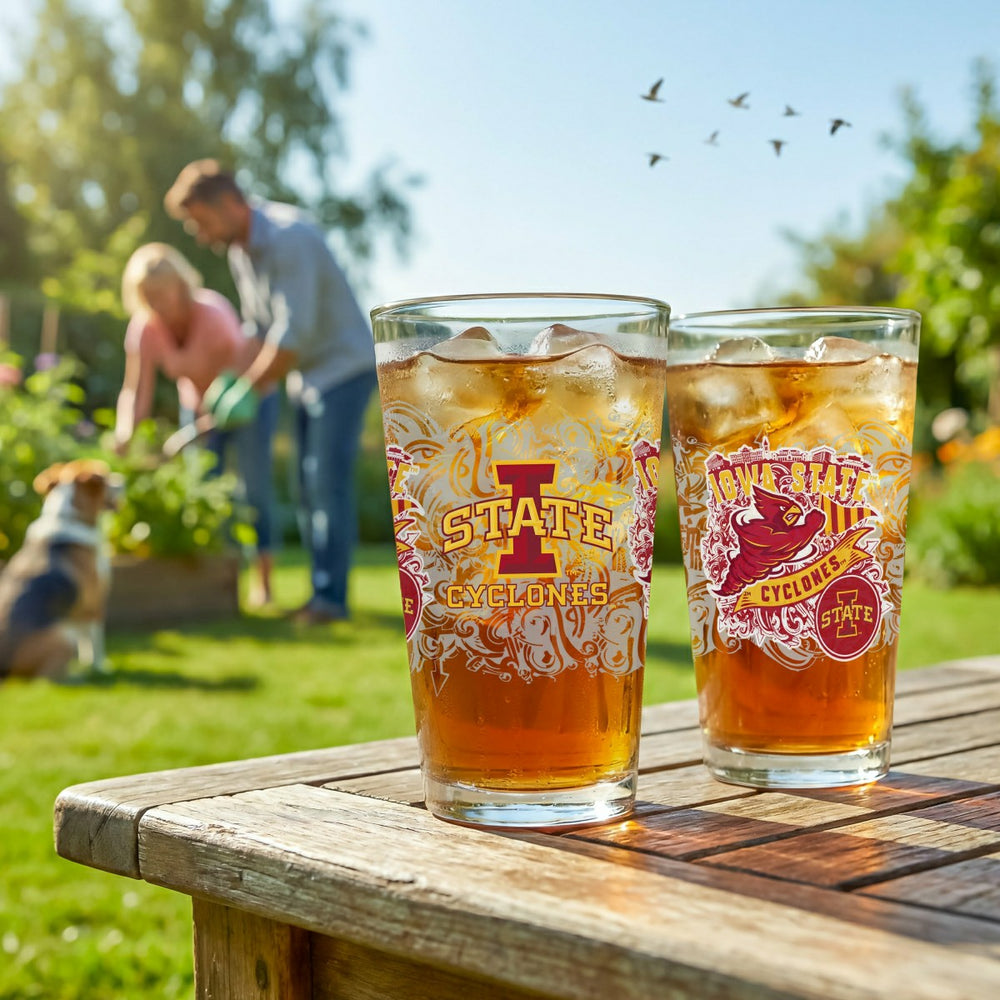 Iowa State University 16oz Glass pint, Set of 2, Collegiate, Home