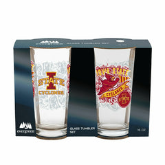 Iowa State University 16oz Glass pint, Set of 2, Collegiate, Home