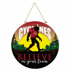 Iowa State University Bigfoot Round Door Décor with Hanging Rope, 18x1, Collegiate, Home
