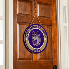 James Madison University Round Door Décor with Hanging Rope, 18x18, Collegiate, Home