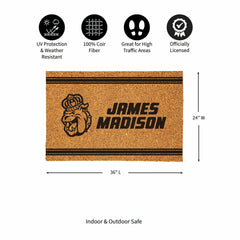 James Madison University Large One Color Coir Mat, 36"x24", Collegiate