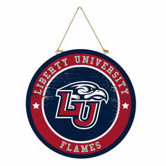Liberty University Round Door Décor with Hanging Rope, 18x18, Collegiate, Home