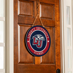 Liberty University Round Door Décor with Hanging Rope, 18x18, Collegiate, Home