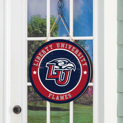 Liberty University Round Door Décor with Hanging Rope, 18x18, Collegiate, Home