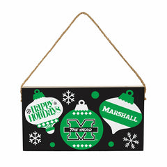 Marshall University Holiday Wood Wall Sign, 6x11, Collegiate, Home