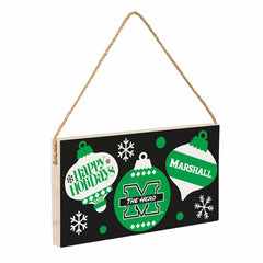 Marshall University Holiday Wood Wall Sign, 6x11, Collegiate, Home