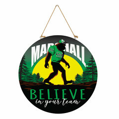 Marshall University Bigfoot Round Door Décor with Hanging Rope, 18x18, Collegiate, Home