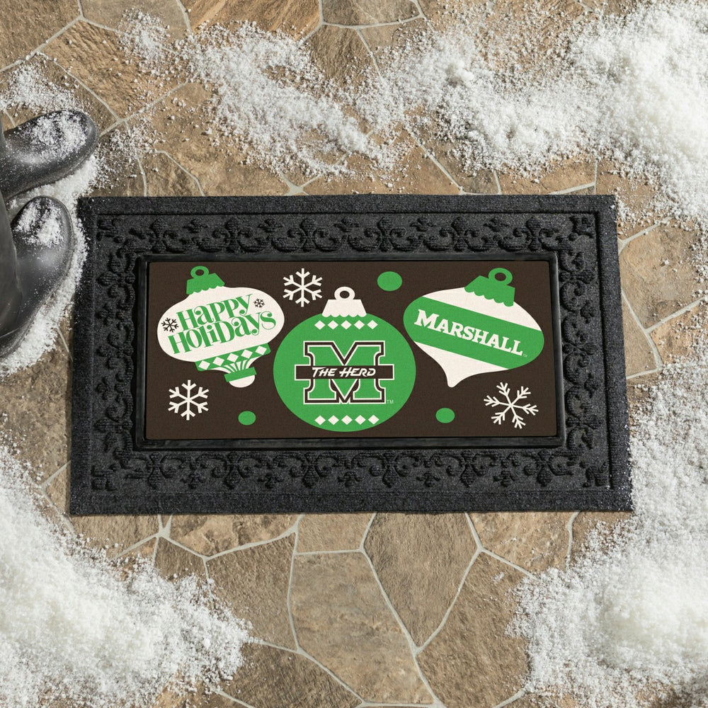 Marshall University Holiday Flocked Coir Sassafras Switch Mat, 22"x10", Collegiate
