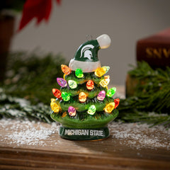 4" Mini LED Tabletop Christmas Tree, Set of 2, Michigan State Universi, Collegiate, Home