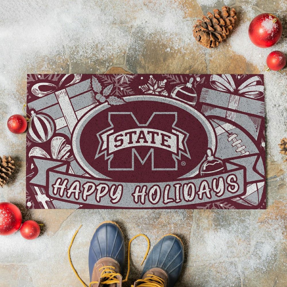 Mississippi State University Holiday PVC Mat, 28"x16", Collegiate
