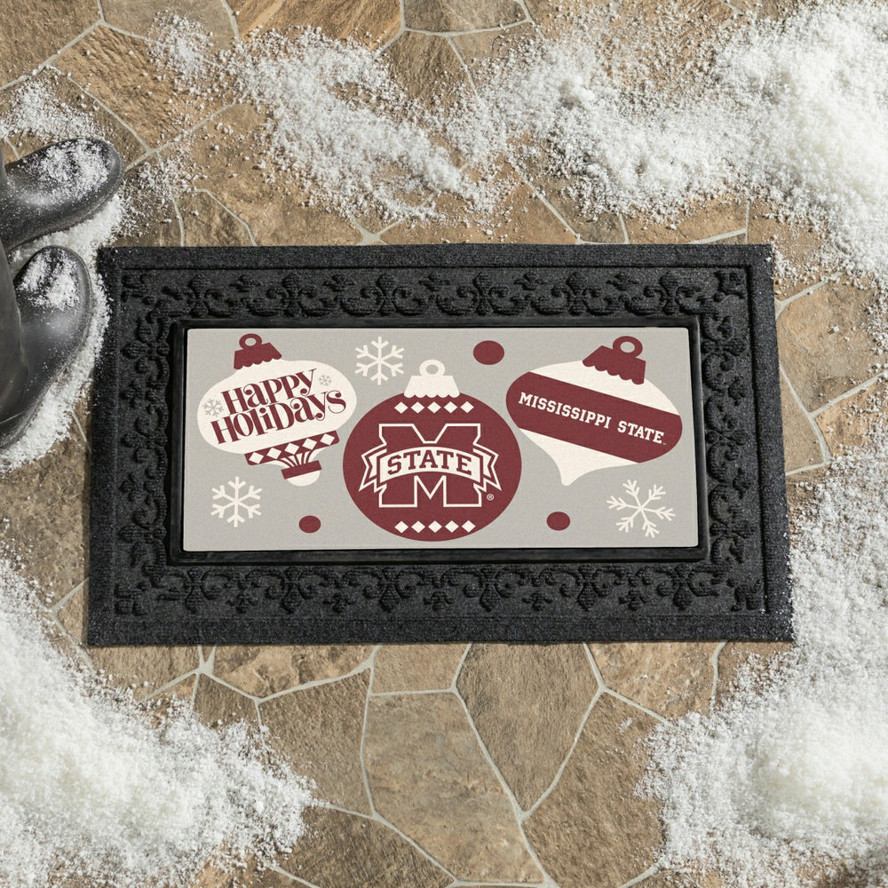 Mississippi State University Holiday Flocked Coir Sassafras Switch Mat, Collegiate