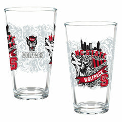 North Carolina State University 16oz Glass pint, Set of 2, Collegiate, Home