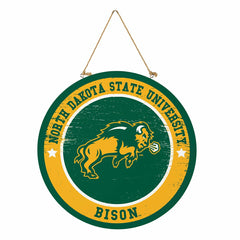 North Dakota State University Round Door Décor with Hanging Rope, 18x1, Collegiate, Home