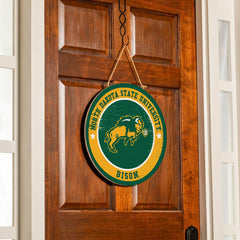 North Dakota State University Round Door Décor with Hanging Rope, 18x1, Collegiate, Home