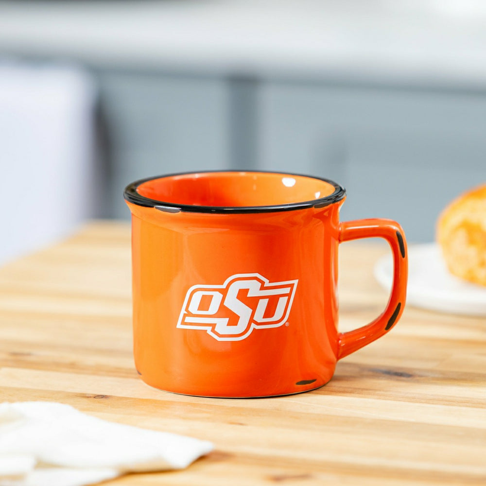 Oklahoma State University Ceramic Camp Cup with Enamel Finish, 14oz, Collegiate, Home