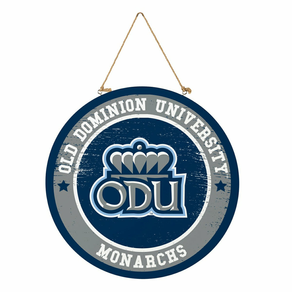 Old Dominion University Round Door Décor with Hanging Rope, 18x18, Collegiate, Home