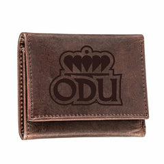 Old Dominion University, Tri-Fold Wallet, Brown, CH, 100% Genuine Leat, Collegiate, Home