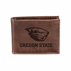 Oregon State University, Bi-Fold Wallet, Brown, CH, 100% Genuine Leath, Collegiate, Home