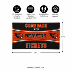 28" x 16" PVC Trapper Mat, Come Back with Tickets, Oregon State Univer, Collegiate