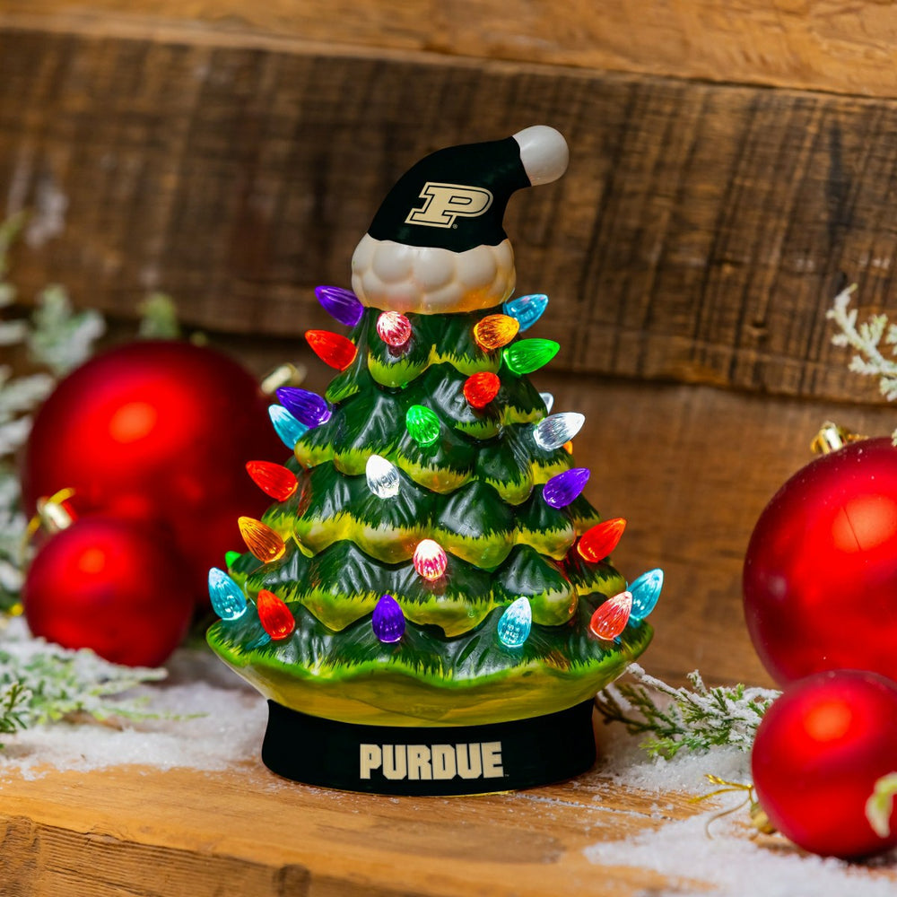 Purdue University 8" LED Ceramic Christmas Tree, Collegiate, Home