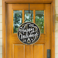 Purdue University Holiday Round Door Décor with Hanging Rope, 18x18, Collegiate, Home