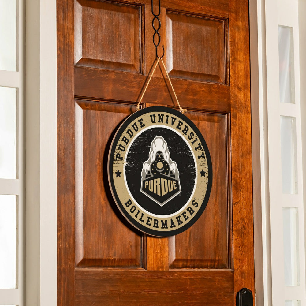 Purdue University Round Door Décor with Hanging Rope, 18x18, Collegiate, Home