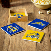 South Dakota State University Ceramic Coasters Set, 4pcs with Wood Cad, Collegiate, Home