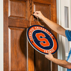 Syracuse University Round Door Décor with Hanging Rope, 18x18, Collegiate, Home