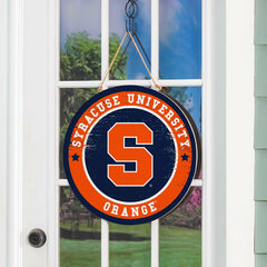 Syracuse University Round Door Décor with Hanging Rope, 18x18, Collegiate, Home