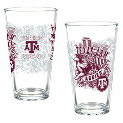 Texas A&M 16oz Glass pint, Set of 2, Collegiate, Home