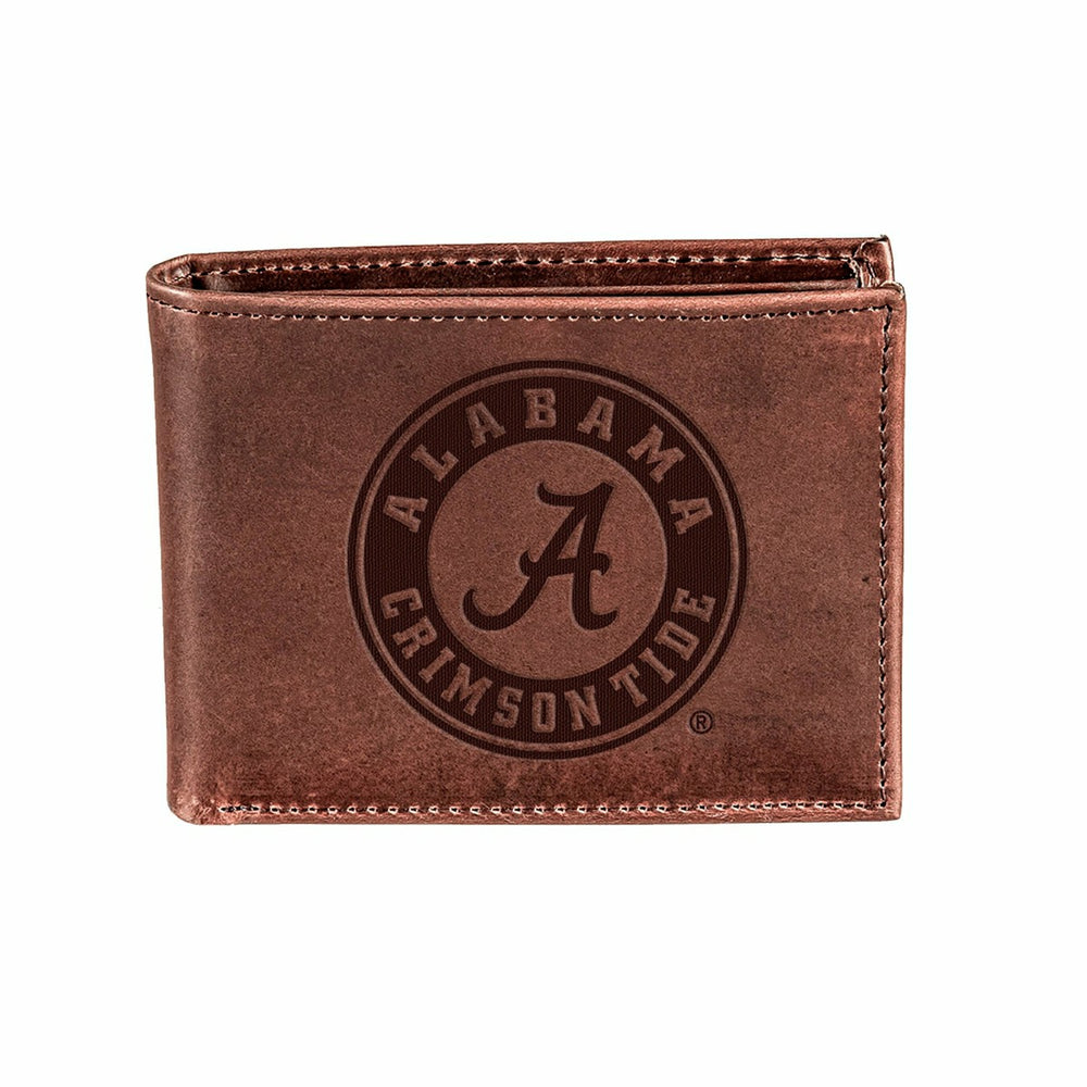 University of Alabama, Bi-Fold Wallet, Brown, CH, 100% Genuine Leather, Collegiate, Home