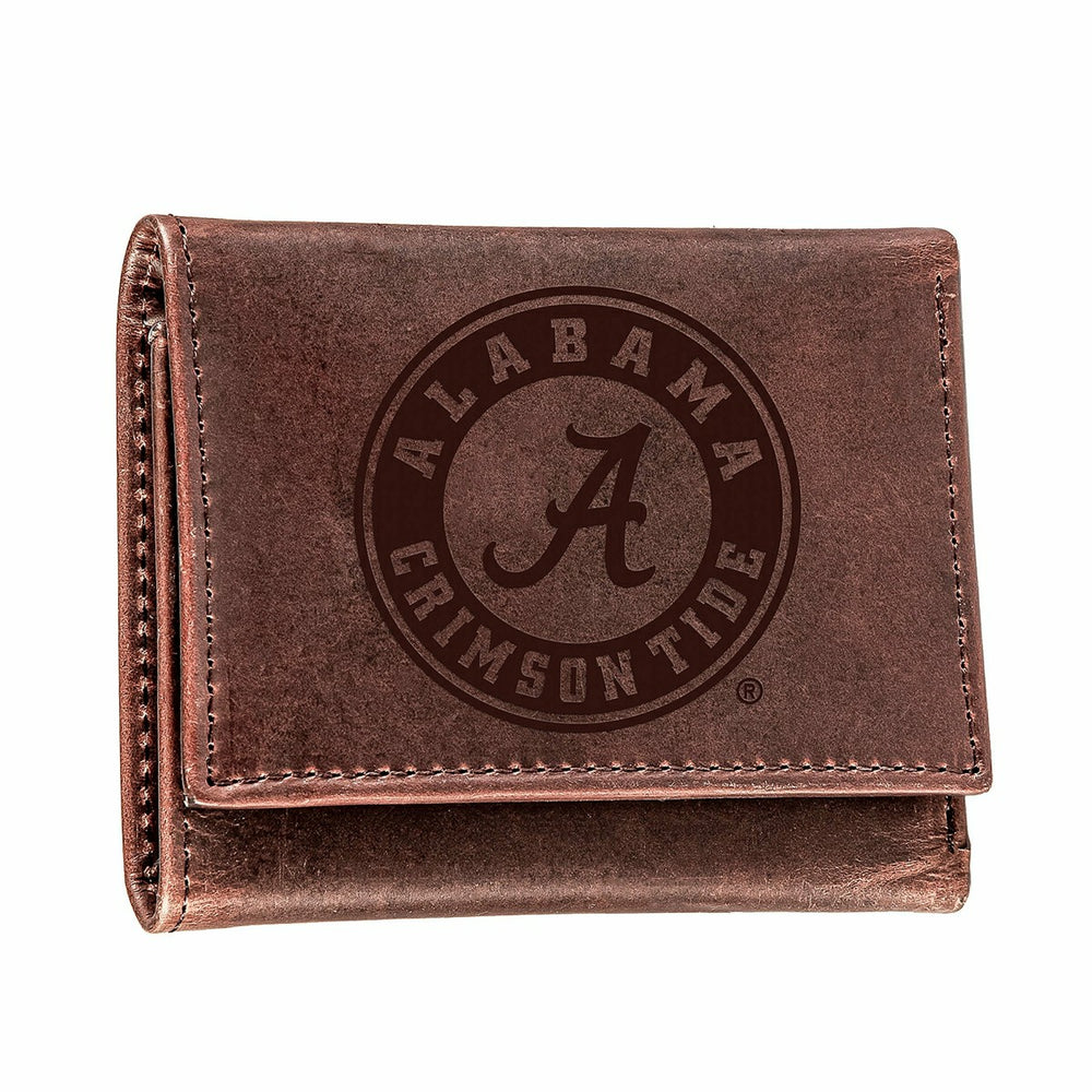 University of Alabama, Tri-Fold Wallet, Brown, CH, 100% Genuine Leathe, Collegiate, Home