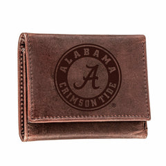 University of Alabama, Tri-Fold Wallet, Brown, CH, 100% Genuine Leathe, Collegiate, Home