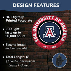 University of Arizona, Metal Lite, Round, Collegiate