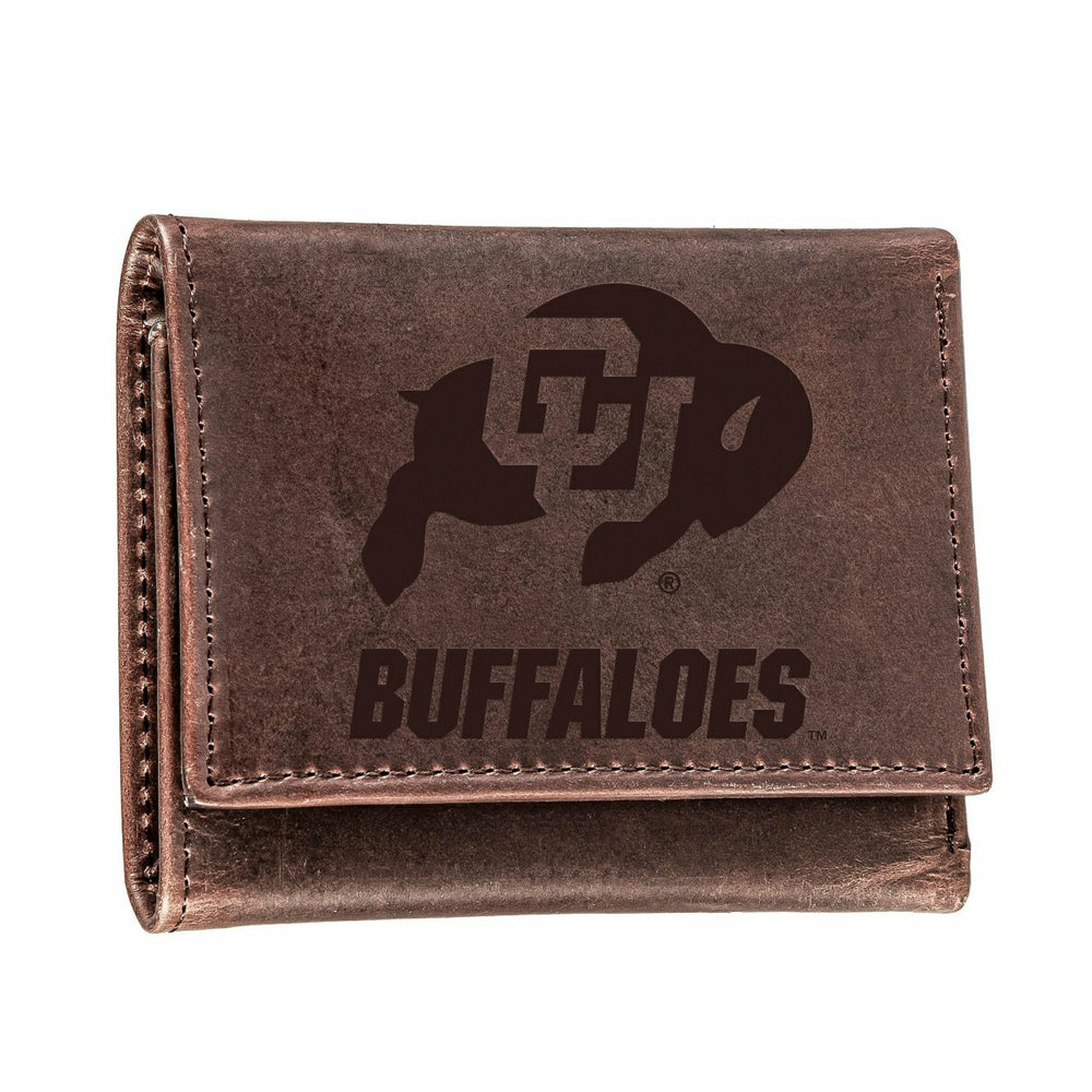 University of Colorado, Tri-Fold Wallet, Brown, CH, 100% Genuine Leath, Collegiate, Home