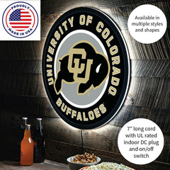 LED Wall Decor, Round, University of Colorado, Collegiate, Home