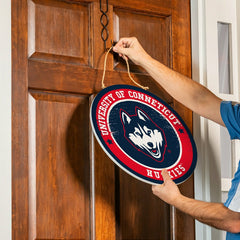 University of Connecticut Round Door Décor with Hanging Rope, 18x18, Collegiate, Home