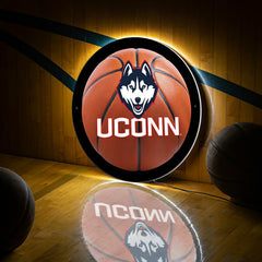 LED Wall Decor, Round, Med, Uconn, Basketball, Collegiate, Home