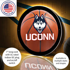 LED Wall Decor, Round, Med, Uconn, Basketball, Collegiate, Home