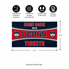 28" x 16" PVC Trapper Mat, Come Back with Tickets, Uconn, Collegiate