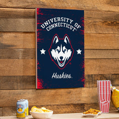 University of Connecticut Wood Wall Sign, 16x24, Collegiate, Home