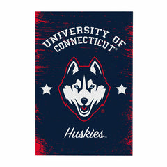 University of Connecticut Wood Wall Sign, 16x24, Collegiate, Home
