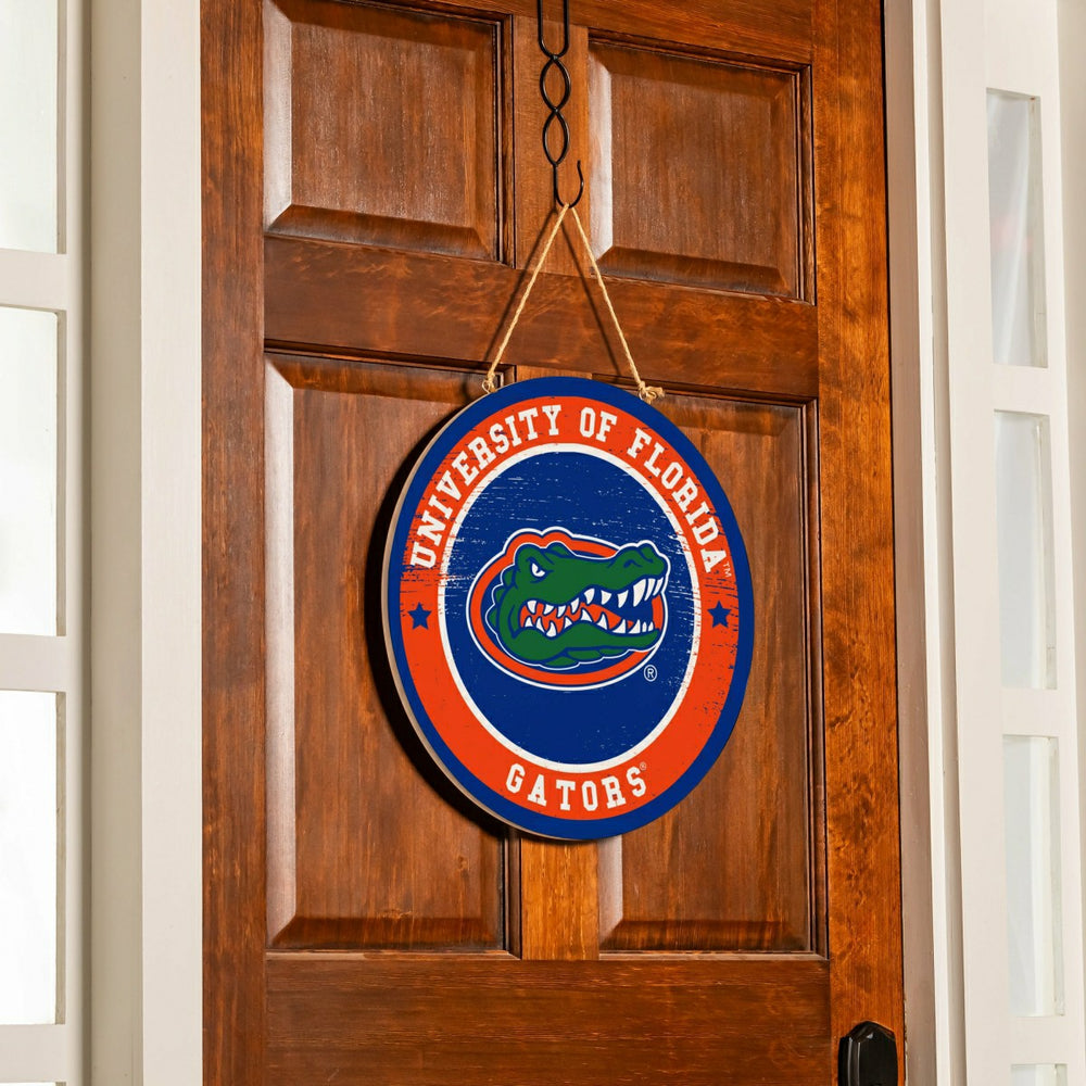 University of Florida Round Door Décor with Hanging Rope, 18x18, Collegiate, Home