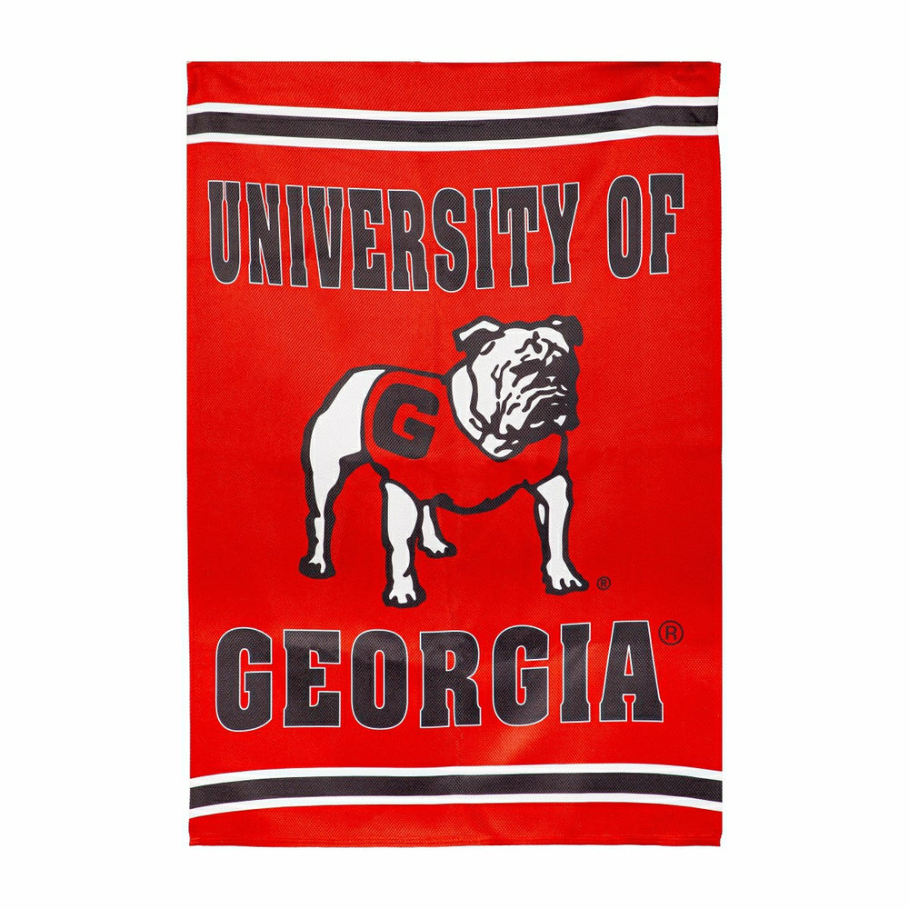 University of Georgia Alternate Bulldog Logo Embossed Suede House Flag, Collegiate, Home
