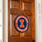 University of Illinois Round Door Décor with Hanging Rope, 18x18, Collegiate, Home