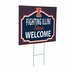 University of Illinois Coroplast Yard Sign, "Fans Welcome", Collegiate, Home